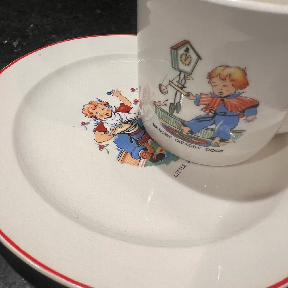 Vintage/Antique Jack Horner Plate, Hickory Dickory Dock cup Childrens Dishes - Picture 8 of 8